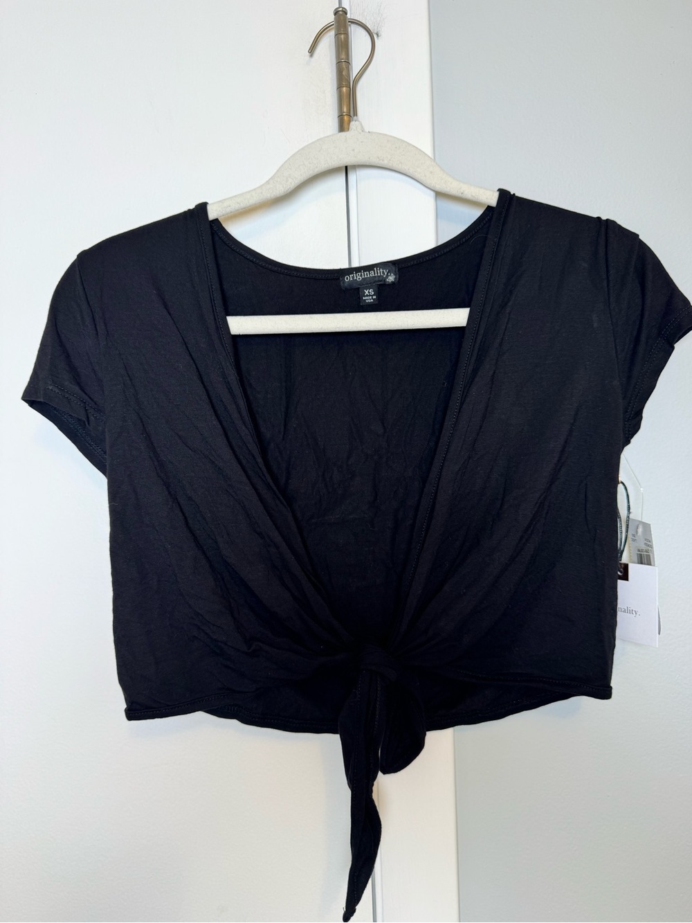 Black front tied crop top